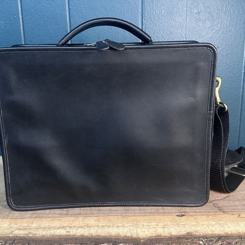 Vintage Coach 0539 Leather Nylon Business Briefcase Laptop Bag Black